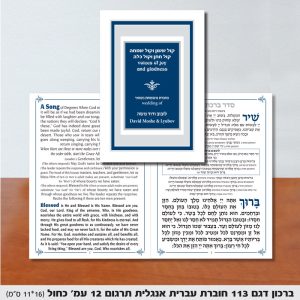 ברכון דגם 113 חוברת עברית אנגלית תרגום 12 עמודים כחול